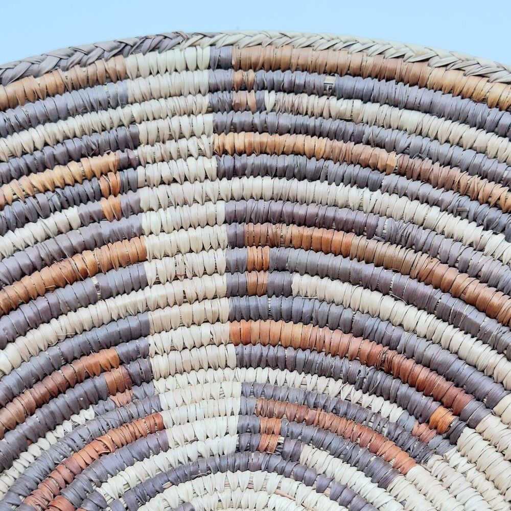 Hand Woven Coiled Basket 15.5" Southwestern Design Bowl Wall Decor Boho Tribal - Picture 3 of 8